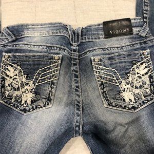 Vigoss Indigo Chelsea Boot Cut Low Rise Faded Jeans Size 29 Waist